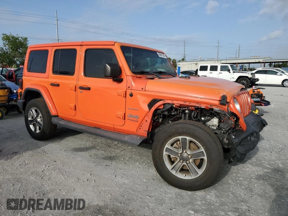 2018 Jeep Wrangler Unlimited Sahara with VIN 1C4HJXEN2JW326894, listed as a Copart auction lot 59691955 with 53,141 mi miles and Salvage title. Bid and sale history available at DreamBid. Image 4.