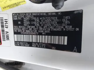 2012 Toyota Sienna LE with VIN 5TDJK3DC3CS048579, listed as a IAAI auction lot 41055074 with 202,791 mi miles. Bid and sale history available at carsss.com. Image 9.