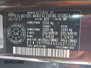 2018 Kia Sorento EX with VIN 5XYPHDA54JG371120, listed as a Copart auction lot 49114435 with 103,319 mi miles and Clean Title. Bid and sale history available at carsss.com. Image 14.