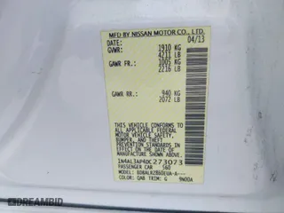 2013 Nissan Altima 2.5 SL with VIN 1N4AL3AP4DC273073, listed as a IAAI auction lot 41915963 with 194,475 mi miles. Bid and sale history available at carsss.com. Image 9.