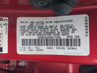 2008 Toyota Corolla CE with VIN 1NXBR32E58Z017336, listed as a IAAI auction lot 42100827 with 130,124 mi miles and . Bid and sale history available at DreamBid. Image 9.