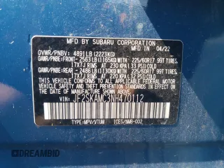 2022 Subaru Forester Wilderness with VIN JF2SKAMC3NH470112, listed as a Copart auction lot 60283445 with 25,374 mi miles and Salvage title. Bid and sale history available at DreamBid. Image 12.