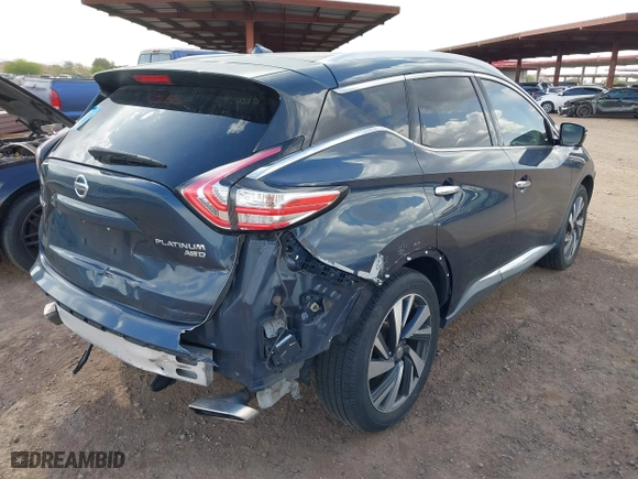 2015 Nissan Murano Platinum with VIN 5N1AZ2MH0FN230862, listed as a IAAI auction lot 41960661 with 136,724 mi miles. Bid and sale history available at carsss.com. Image 4.