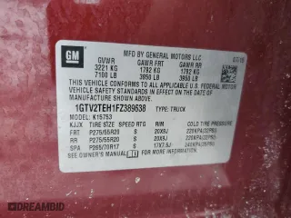 2015 GMC Sierra 1500 with VIN 1GTV2TEH1FZ389638, listed as a Copart auction lot 41485855 with 113,210 mi miles and Salvage Title. Bid and sale history available at carsss.com. Image 12.