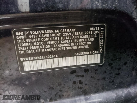 2014 Volkswagen CC R-Line with VIN WVWBN7AN3EE502914, listed as a Copart auction lot 80935124 with 154,222 mi miles and Salvage Title. Bid and sale history available at carsss.com. Image 12.