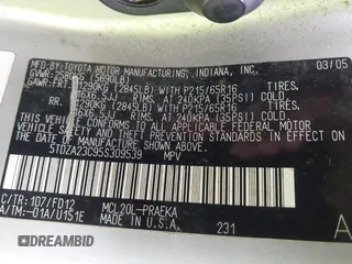 2005 Toyota Sienna CE с VIN 5TDZA23C95S309539, выставлен на аукционе IAAI как лот 41969691 с пробегом 263 592 миль миль и . История ставок и продаж доступна на DreamBid. Изображение 9.