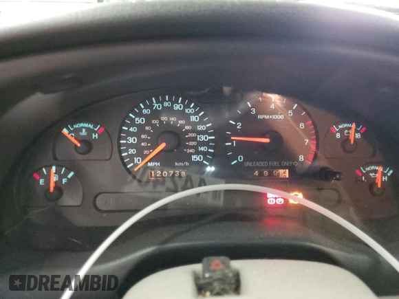 1997 Ford Mustang GT with VIN 1FALP42X3VF140564, listed as a Copart auction lot 44240605 with 120,738 mi miles and Salvage title. Bid and sale history available at DreamBid. Image 9.