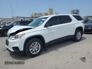 2021 Chevrolet Traverse LS z VIN 1GNERFKW6MJ164585, wystawiony jako Copart lot #58245825 z przebiegiem 48 125 mil mil oraz Szkoda całkowita • Salvage title. Historia ofert i sprzedaży dostępna na DreamBid. Obrazek 1.