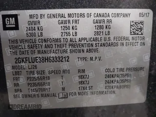 2017 GMC Terrain SLT with VIN 2GKFLUE38H6333212, listed as a IAAI auction lot 41843319 with 33,069 mi miles. Bid and sale history available at carsss.com. Image 9.