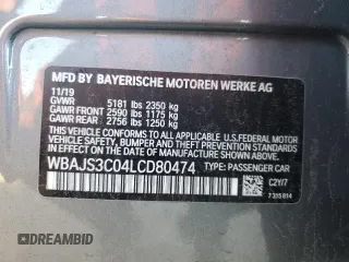 2020 BMW 5 Series 540i xDrive with VIN WBAJS3C04LCD80474, listed as a Copart auction lot 84909444 with Not provided miles and Clean title. Bid and sale history available at DreamBid. Image 12.