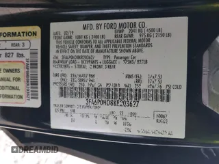 2019 Ford Fusion SE with VIN 3FA6P0HD8KR203627, listed as a IAAI auction lot 41868827 with 78,179 mi miles. Bid and sale history available at carsss.com. Image 9.
