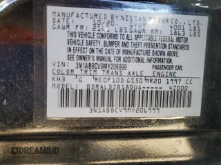 2021 Nissan Sentra SV with VIN 3N1AB8CV9MY206999, listed as a Copart auction lot 43621755 with 49,754 mi miles and Salvage Title. Bid and sale history available at DreamBid. Image 14.