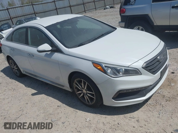 2015 Hyundai Sonata Sport with VIN 5NPE34AB1FH067383, listed as a IAAI auction lot 42075777 with 109,403 mi miles and . Bid and sale history available at carsss.com. Image 1.