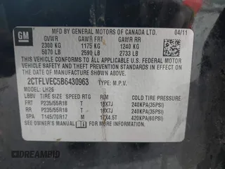 2011 GMC Terrain SLT-1 z VIN 2CTFLVEC5B6430963, wystawiony jako IAAI lot #42452958 z przebiegiem 131 325 mil mil oraz . Historia ofert i sprzedaży dostępna na DreamBid. Obrazek 9.
