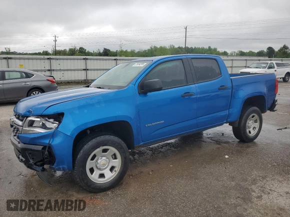 2021 Chevrolet Colorado 2WD Work Truck with VIN 1GCGSBEA8M1142022, listed as a Copart auction lot 51664265 with 56,130 mi miles and Salvage title. Bid and sale history available at DreamBid. Image 1.