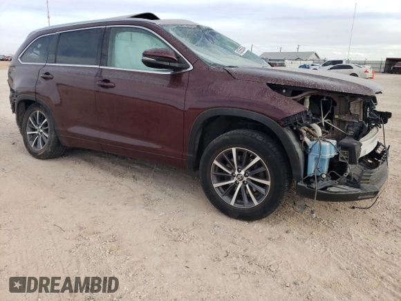 2018 Toyota Highlander SE with VIN 5TDKZRFH9JS251520, listed as a Copart auction lot 80555354 with Not provided miles and Salvage title. Bid and sale history available at DreamBid. Image 4.