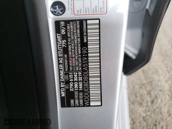 2020 Mercedes-Benz S-Class S 560 with VIN WDDUG8DB0LA519190, listed as a Copart auction lot 53286785 with 50,587 mi miles and Salvage Title. Bid and sale history available at carsss.com. Image 14.