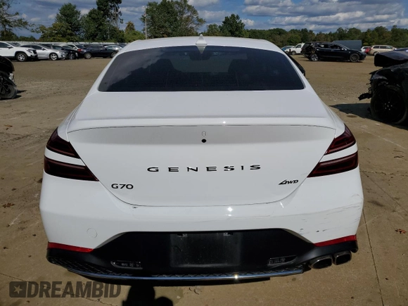 2022 Genesis G70 2.0T z VIN KMTG34TA2NU097012, wystawiony jako Copart lot #72409144 z przebiegiem 56 103 mil mil oraz Szkoda całkowita • Salvage title. Historia ofert i sprzedaży dostępna na DreamBid. Obrazek 6.