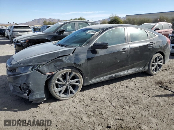 2019 Honda Civic Sport with VIN 19XFC2F81KE007902, listed as a Copart auction lot 44060855 with 69,592 mi miles and Salvage Title. Bid and sale history available at DreamBid. Image 1.