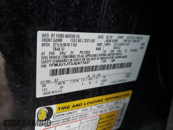 2018 Ford Expedition XLT with VIN 1FMJU1JT3JEA71037, listed as a Copart auction lot 47416415 with 106,487 mi miles and Salvage title. Bid and sale history available at DreamBid. Image 14.