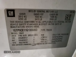 2016 GMC Canyon z VIN 1GTP6CE11G1366053, wystawiony jako Copart lot #85769384 z przebiegiem 134 303 mil mil oraz Szkoda całkowita • Salvage title. Historia ofert i sprzedaży dostępna na DreamBid. Obrazek 12.