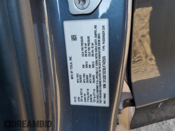 2020 Tesla Model 3 Performance z VIN 5YJ3E1EC9LF742555, wystawiony jako Copart lot #80116864 z przebiegiem 51 544 mil mil oraz Szkoda całkowita • Salvage title. Historia ofert i sprzedaży dostępna na DreamBid. Obrazek 12.