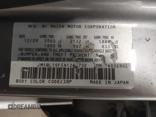2010 Mazda 3 i SV with VIN JM1BL1SF5A1266732, listed as a IAAI auction lot 41749490 with 61,740 mi miles and . Bid and sale history available at DreamBid. Image 9.