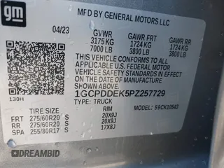 2023 Chevrolet Silverado 1500 LT with VIN 1GCPDDEK5PZ257729, listed as a IAAI auction lot 41451074 with 22,319 mi miles. Bid and sale history available at carsss.com. Image 9.