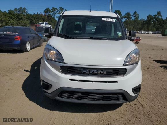 2022 Ram ProMaster City Cargo Van Tradesman with VIN ZFBHRFAB9N6W72092, listed as a Copart auction lot 72950374 with 29,525 mi miles and Salvage Title. Bid and sale history available at carsss.com. Image 5.