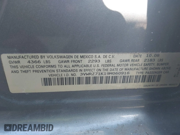 2009 Volkswagen Jetta SE с VIN 3VWRZ71K19M060916, выставлен на аукционе IAAI как лот 41769784 с пробегом 113 334 миль миль и . История ставок и продаж доступна на DreamBid. Изображение 9.