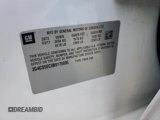 2011 Buick Regal CXL RL4 с VIN 2G4GS5EC9B9179006, выставлен на аукционе Copart как лот 63403025 с пробегом 134 064 миль миль и Списание • Salvage title. История ставок и продаж доступна на DreamBid. Изображение 12.