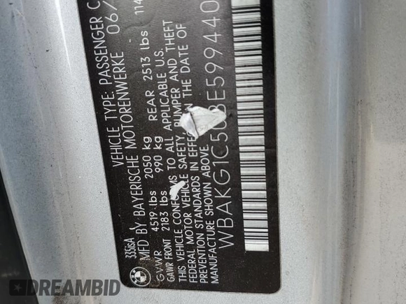 2011 BMW 3 Series 335is with VIN WBAKG1C50BE599440, listed as a Copart auction lot 83095394 with 114,470 mi miles and Salvage Title. Bid and sale history available at carsss.com. Image 12.