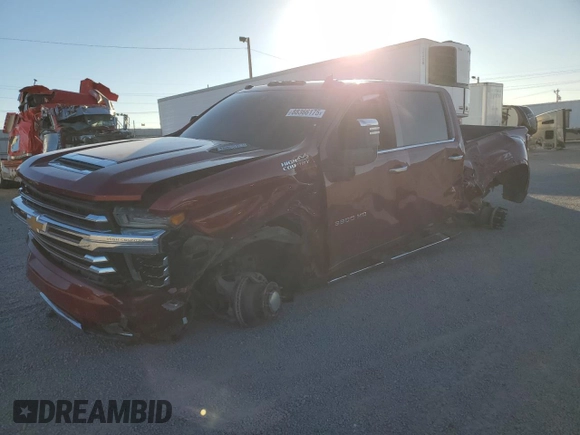 2020 Chevrolet Silverado 3500HD High Country z VIN 1GC4YVEY8LF298403, wystawiony jako Copart lot #55277085 z przebiegiem 103 960 mil mil oraz Szkoda całkowita • Salvage title. Historia ofert i sprzedaży dostępna na DreamBid. Obrazek 1.