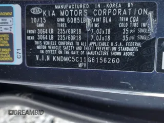 2016 Kia Sedona SX with VIN KNDMC5C11G6156260, listed as a Copart auction lot 42735255 with 112,350 mi miles and Clean Title. Bid and sale history available at carsss.com. Image 15.