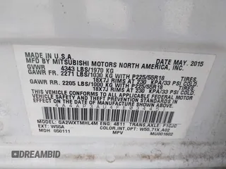 2015 Mitsubishi Outlander ES z VIN 4A4AP3AU4FE034451, wystawiony jako IAAI lot #41057102 z przebiegiem 166 263 mil mil oraz . Historia ofert i sprzedaży dostępna na DreamBid. Obrazek 9.