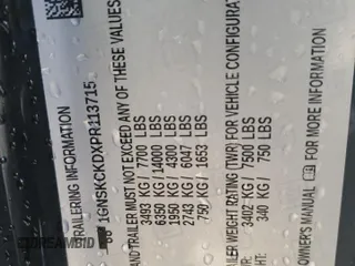 2023 Chevrolet Suburban LT z VIN 1GNSKCKDXPR113715, wystawiony jako Copart lot #47182825 z przebiegiem 195 338 mil mil oraz Szkoda całkowita • Salvage title. Historia ofert i sprzedaży dostępna na DreamBid. Obrazek 14.
