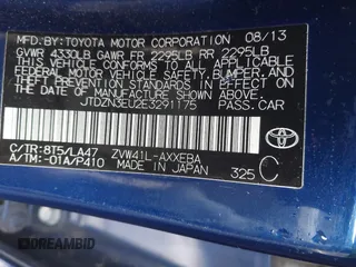2014 Toyota Prius Two with VIN JTDZN3EU2E3291175, listed as a IAAI auction lot 41571352 with Not Provided miles and . Bid and sale history available at DreamBid. Image 9.