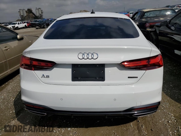2023 Audi A5 Sportback Premium Plus with VIN WAUCBCF56PA018015, listed as a Copart auction lot 44387803 with 2,830 mi miles. Bid and sale history available at carsss.com. Image 6.