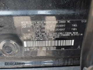 2021 Toyota RAV4 Hybrid LE with VIN 2T3L6RFV7MW011159, listed as a IAAI auction lot 42212998 with 104,626 mi miles and . Bid and sale history available at DreamBid. Image 9.