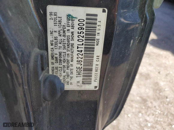 1996 Honda Civic DX with VIN 1HGEJ6224TL025900, listed as a Copart auction lot 78039514 with 291,924 mi miles and Clean Title. Bid and sale history available at carsss.com. Image 12.