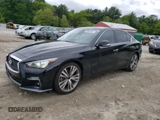 2019 Infiniti Q50 Luxe with VIN JN1EV7AR1KM590382, listed as a Copart auction lot 58008505 with 53,026 mi miles and Salvage title. Bid and sale history available at DreamBid. Image 1.
