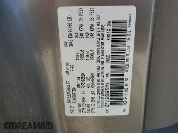 2006 Dodge 1500 SLT z VIN 1D7HU18236S677243, wystawiony jako Copart lot #57978275 z przebiegiem Nie podano mil oraz Szkoda całkowita • Salvage title. Historia ofert i sprzedaży dostępna na DreamBid. Obrazek 12.