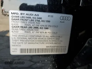 2022 Audi Q5 S line Premium Plus with VIN WA1EAAFY8N2054528, listed as a Copart auction lot 53096145 with 47,887 mi miles and Salvage Title. Bid and sale history available at DreamBid. Image 13.