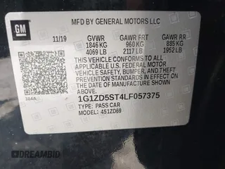 2020 Chevrolet Malibu LT with VIN 1G1ZD5ST4LF057375, listed as a IAAI auction lot 42191189 with 144,364 mi miles and . Bid and sale history available at DreamBid. Image 9.