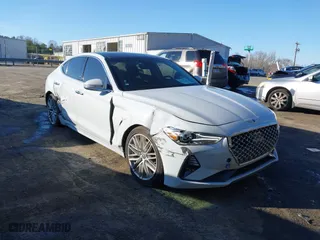 2021 Genesis G70 2.0T with VIN KMTG34LA6MU075190, listed as a IAAI auction lot 41474675 with 72,743 mi miles. Bid and sale history available at carsss.com. Image 1.