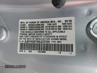 2006 Honda Element EX-P with VIN 5J6YH287X6L022596, listed as a Copart auction lot 52794115 with 207,875 mi miles and Salvage Title. Bid and sale history available at DreamBid. Image 13.