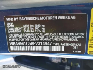 2015 BMW X1 sDrive28i with VIN WBAVM1C58FV314947, listed as a IAAI auction lot 41874472 with 128,271 mi miles. Bid and sale history available at carsss.com. Image 9.