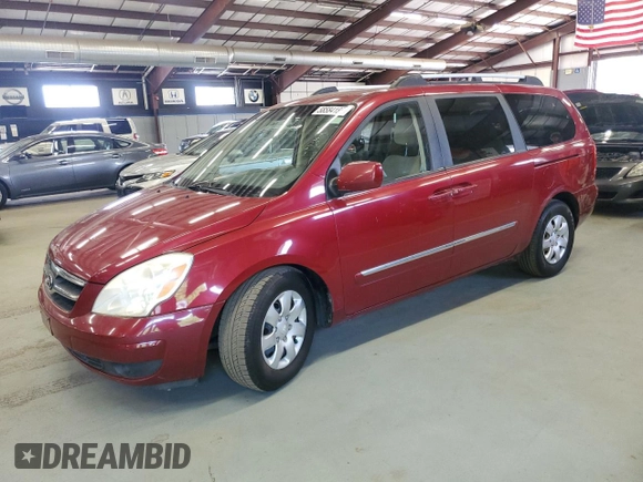 2008 Hyundai Entourage GLS z VIN KNDMC233386055139, wystawiony jako Copart lot #58584185 z przebiegiem 186 303 mil mil oraz Czysty tytuł • Clean title. Historia ofert i sprzedaży dostępna na DreamBid. Obrazek 1.