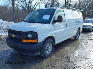 2017 Chevrolet Express Cargo Van with VIN 1GCWGAFF9H1176218, listed as a IAAI auction lot 41678884 with 218,451 mi miles. Bid and sale history available at carsss.com. Image 2.