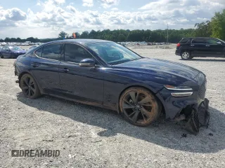2023 Genesis G70 2.0T with VIN KMTG34TA8PU127827, listed as a Copart auction lot 59662305 with 6,310 mi miles and Salvage title. Bid and sale history available at DreamBid. Image 4.